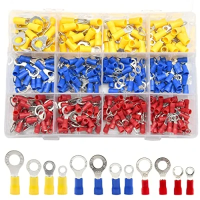 Immagine di Hocansen 360 Pezzi Terminale Connettori ad Anello Ring Crimp Elettrici a Occhiello Crimpatrice Set per Fili (PR/Colour)