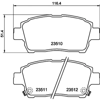 Immagine di HELLA 8DB 355 017 081 Kit pastiglie freno con segnalatore acustico usura TOYOTA: Yaris I Hatchback, Corolla IX Station Wagon