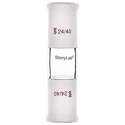 Immagine di stonylab Adattatore di Collegamento Diritto in Vetro, Glass Straight Connecting Adapter, Vetro borosilicato 30mm Tra due 24/40 Terra Esterno Giunti Conici Standard per la Fornitura Laboratorio