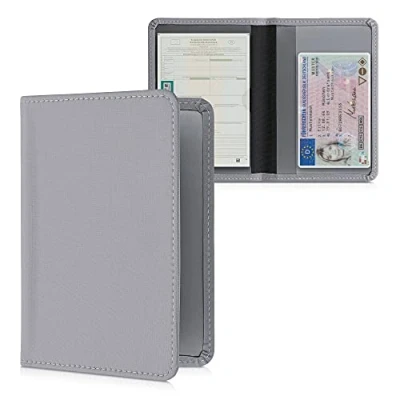 Immagine di kwmobile Custodia in Neoprene per Libretto Circolazione Auto Cover Portalibretto con Scomparti Tessere Patente Foderina Porta Documenti grigio