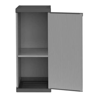 Immagine di mongardi W2016 Armadietto in Resina di PVC e PP, 1 Anta, Ripiano, Facile da Montare, Modular System, Resistente, Adatto ad Ambienti Interni ed Esterni, 34L x 40P 85H cm, Nero Grigio, Unica