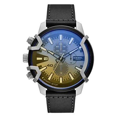 Immagine di Diesel Orologio Griffed da uomo, movimento cronografo, cassa in acciaio inossidabile argento 48 mm con cinturino pelle, DZ4584
