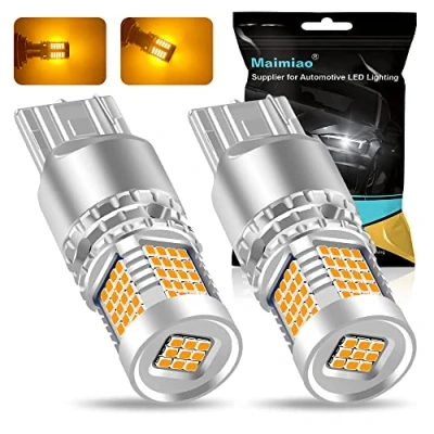 Immagine di UPXSXT 2Pcs T20 W21W Lampadine a LED, 7440 7440NA CanBus senza Errori e sfarfallio Lampadina ambra per indicatori di direzione 12 24V 3400LM 2016 89SMD Super luminoso impermeabile