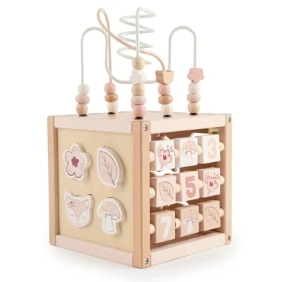Immagine di Bieco Cubo per motore Reh Ella in legno sostenibile FSC® da gioco bambini a partire 1 anno di attività, Baby Activity Center Montessori, giocattolo