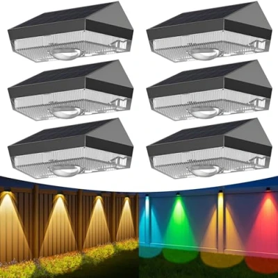 Immagine di Anmossi Luci Solari per Esterni,6 Pezzi,Luci Giardino Impermeabili,10 Modalità,Bianco Caldo,Bianco Freddo e RGB,per Gradini da Terrazza all&#039;aperto,Ringhiere Cortile,Piscine