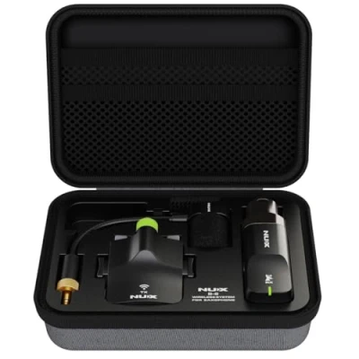 Immagine di NUX Sistema wireless B 6 per sassofono con custodia di ricarica, portata funzionamento 20 metri, audio ad alta risoluzione a 24 bit/44,1 kHz, microfono da 2,4 GHz