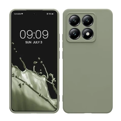 Immagine di kwmobile Custodia Compatibile con Xiaomi 14T Cover Back Case per Smartphone in Silicone TPU Protezione Gommata verde grigio