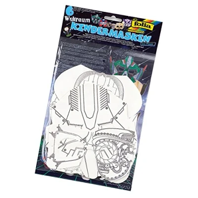 Immagine di folia Maschere per bambini in cartone, 6 pezzi, colore bianco, da dipingere e modellare, bambini, ragazzi ragazze, ideali feste di compleanno