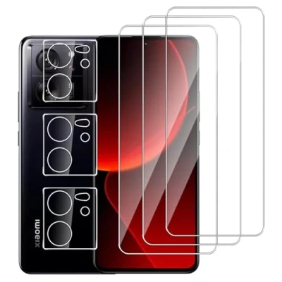 Immagine di Dlxiks 3+3 Pezzi Vetro Temperato per Xiaomi 13T/ 13T Pro,Installazione Facile,9H Durezza,Pellicola Prottetiva Anti Graffio,HD Trasparente,Vetro Protettivo Pro