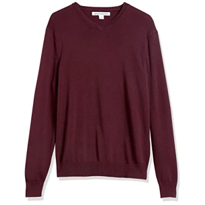 Immagine di Amazon Essentials Maglione con Scollo a V (Disponibile in Taglie Extra Forti) Uomo, Bordeaux, XL