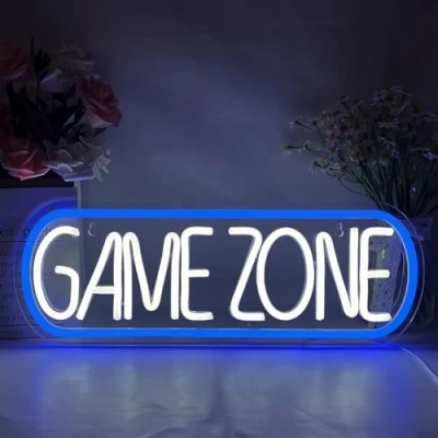 Immagine di YUEYYNS Insegne al neon Game Zone Luce a LED luminose Gioco Alimentata Tramite USB con Interruttore Decorazione di locali, bar, e sport, luci