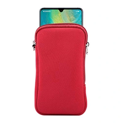 Immagine di Custodia in neoprene per cellulare con cordino rete iPhone 16 Plus 15 14 13 Pro Max Samsung Galaxy S24 Ultra S23 A15 A14 A04s A23 A13 A03 A04 OnePlus 11 Pixel 8 (XL, rosso)
