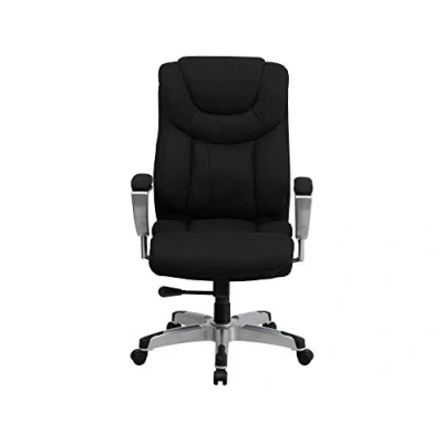 Immagine di Flash Furniture Hercules Series 400 lb capacità Big &amp; Tall nero tessuto sedia girevole da ufficio con braccioli altezza e larghezza regolabili