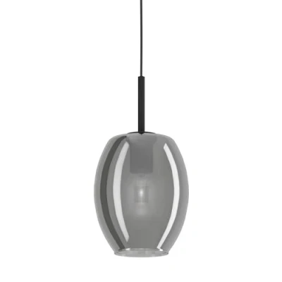 Immagine di EGLO lampada a sospensione Cadaques, illuminazione da sala pranzo, metallo nero e vetro fumo trasparente, luce su tavolo, attacco E27, Ø 18 cm