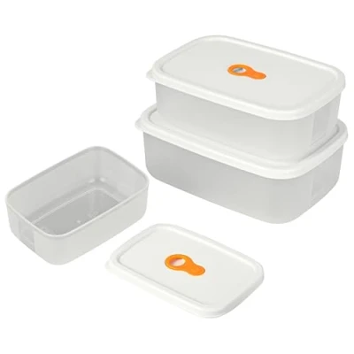 Immagine di BELLE VOUS 3 Contenitori per Alimenti 300ml, 700ml, 1000ml Set con Coperchi Ermetici Vaschette di Plastica Meal Prep Frigorifero Freezer e Microonde Scatole Ermetiche Salvaspazio da Cucina