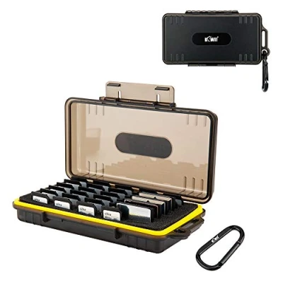 Immagine di Kiwi Fotos Custodia per schede di memoria con 45 scomparti, 30 SD/NS (Nintendo Switch)/PSV/CFexpress tipo A + 15 CF/XQD/CFexpress B, scatola organizer carte resistente