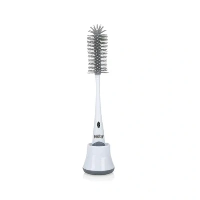 Immagine di Nuby spazzola per la pulizia dei biberon, 2 in 1, di biberon e tettarelle, con supporto igienico, bianco