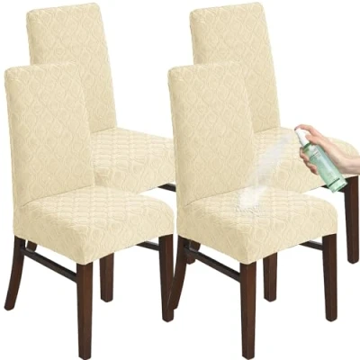 Immagine di KELUINA Set di 4 coprisedie elasticizzati per sala da pranzo, in jacquard elasticizzato, rimovibili, lavabili, impermeabili