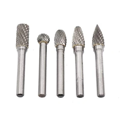 Immagine di DingGreat 5Pcs 6mm Shank 10mm Frese rotanti in metallo HSS Punte doppio taglio per Dremel, Set di lime rotante carburo trapano, smerigliatura metallo, lucidatura, incisione, foratura