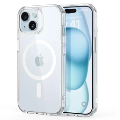 Immagine di ESR Cover Magnetica per iPhone 15, Compatibile con MagSafe, Custodia Trasparente HaloLock, Protezione di livello militare, resistente all&#039;ingiallimento, Retro ai graffi,Trasparente
