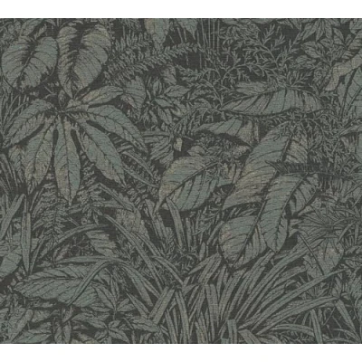 Immagine di Livingwalls Carta da parati verde e nero giungla 395604 in tessuto non di alta qualità floreale con effetto metallizzato, argento oro, 10,05 m x 0,53