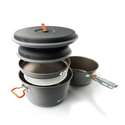 Immagine di Gsi Outdoor Set di pentole da campeggio con base Pinnacle per camper e cucine dal 1985, grandi