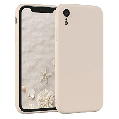 Immagine di EAZY CASE custodia in silicone per iPhone XR, beige morbida antiurto cover XR protettiva con protezione fotocamera sottile premium TPU Phone Bumper