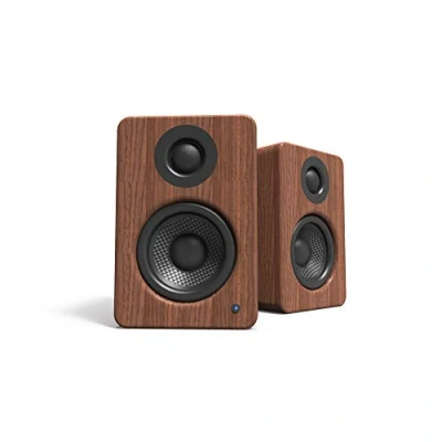 Immagine di Kanto YU2 Desktop Speakers 3&quot; Drivers 3/4&quot; Silk Dome Tweeter Class D Amplifier 100 Watts Built in USB DAC Pair Walnut