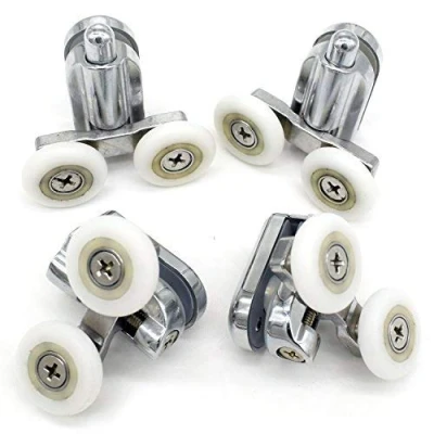Immagine di Pulegge di fissaggio per porta della doccia, cromata, 2 x superiori e inferiori, vetro 4 6 mm, argento (23MM)