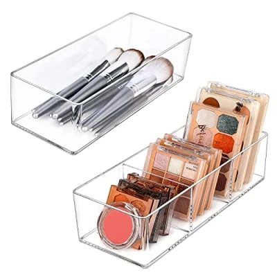Immagine di JessLab Organizer per Cassetti, Trucco in Acrilico Espositore Gioielli Cosmetici Scrivania Guardaroba Bagno Vanity Countertop, Trasparente (1+3 Compartment)