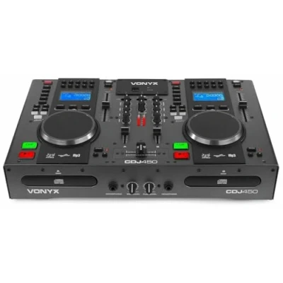 Immagine di Vonyx CDJ450 DJ Workstation 2 Lettori CD Compatibili con MP3, Funzione Bluetooth, Porte USB, Mixer a Canali, Media Player, Ricerca Cartella Integrata, Maniglie