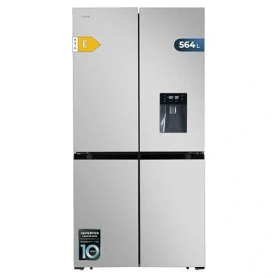 Immagine di Cecotec Frigorifero Americano 4 Porte Inox da 564 L Bolero CoolMarket 4D E. 183 cm di altezza, 91 larghezza, Dispenser d&#039;acqua, basso consumo, motore inverter Plus, Total NoFrost