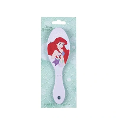Immagine di Spazzola per capelli bambini della Sirenetta, colore viola, durevole e resistente, design con Ariel sul retro stella marina, prodotto originale progettato in Spagna