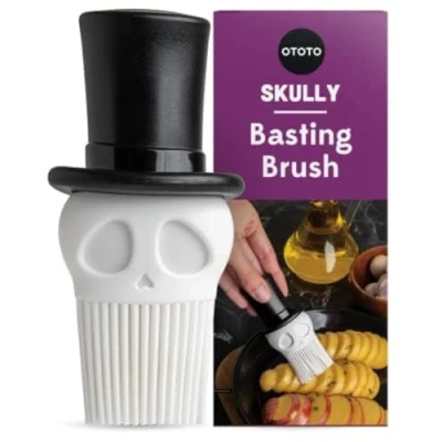 Immagine di OTOTO Skully Pennello da pasticceria in silicone, regalo cucina, regali spettrali, accessori cucina a forma di teschio, spazzola per cucinare gadget