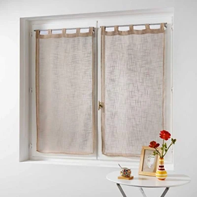 Immagine di douceur d&#039;Intérieur coppia destra passanti effetto lino Tisse haltona, Poliestere, Nocciola, 120 x 60 cm