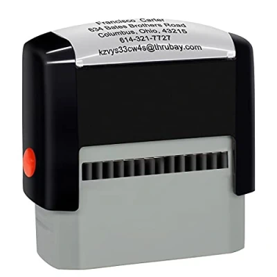 Immagine di Timbri Personalizzati (70 x 25 mm 5 righe) timbro autoinchiostrante, personalizzabile Ritorna il dell&#039;indirizzo personalizzato Nero