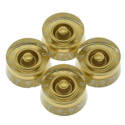Immagine di KAISH Confezione da 4 manopole per chitarra American Spec LP Speed Dial 24 di controllo a scanalatura fine Les Paul con potatori CTS Split Shaft oro