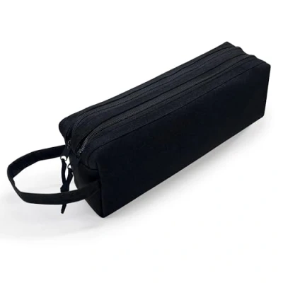 Immagine di Waytex 931170 Astuccio grande capacità 2 scomparti per la scuola, l&#039;ufficio, conservazione, cosmetici, 27 x 7 10 cm, Nero, unica, a doppio scomparto