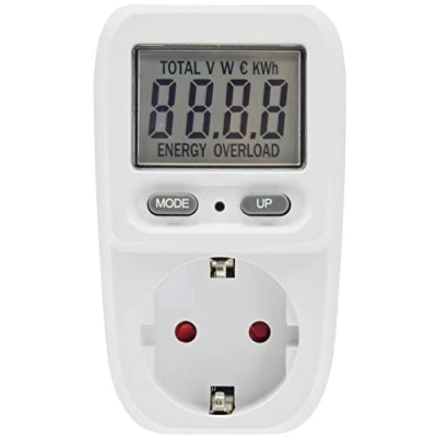 Immagine di ChiliTec CTM 807 Misuratore di costi energetici per presa 230 V, contatore consumo fino a 3600 Watt, tariffa regolabile, colore: Bianco