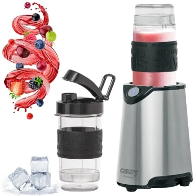 Immagine di CAMRY CR4069I Frullatore a calice per frullati, ghiaccio, 800 W, 2 bottiglie, 20000 giri/min, senza BPA, 4 coltelli