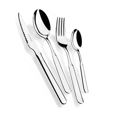 Immagine di Monix Milano Set posate con coltello speciale per carne, Acciaio, Grigio, 6 x 12 21 cm, confezione da 24