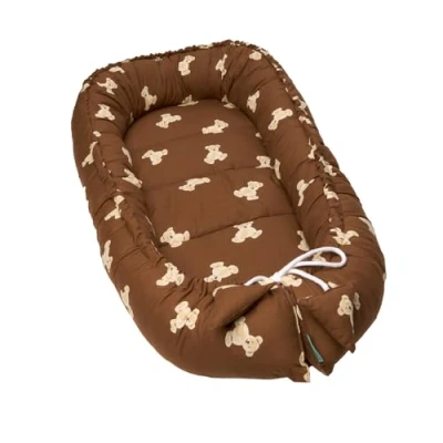 Immagine di molis&amp;co. Nido per bebè 90 x 50 cm. Riduttore culla o Co sleeping Nest neonati. Cotone. Lettino portatile da viaggio OEKO TEX 100. (Teddy Mocca)