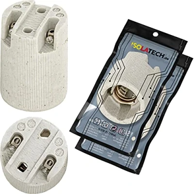 Immagine di ISOLATECH 2pcs E14 ceramica portalampada LED lampadine a risparmio energetico (max.250V/4A) casa cucina frigorifero bagno installazione base staffa installare resistente al calore