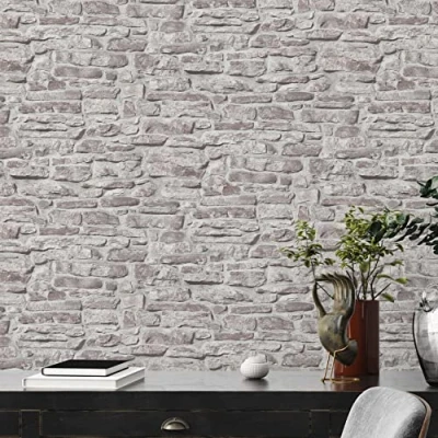 Immagine di A.S. Création Greige Grey Bricks &amp; Stones 388153 Carta da parati in tessuto non tessuto, 10,05 m x 0,53 m, prodotta Germania