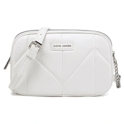 Immagine di David Jones Borsa a Tracolla Donna Spalla Multitasca con Zip Borsette Telefono Simil Pelle PU 2 scomparti Sacchetto Messenger Crossbody Bag Moda Bianco