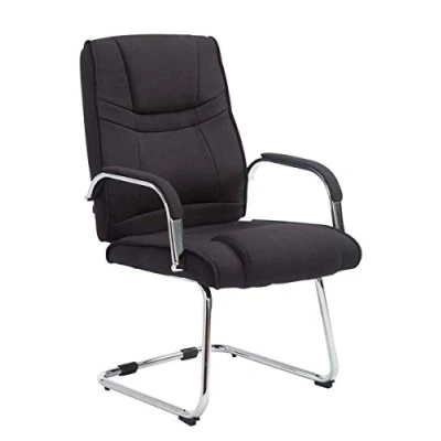 Immagine di CLP Sedia Cantilever XXL Attila In Stoffa I Studio Oscillante Con Imbottitura E Comodi Braccioli Portata 180 KG, Colore:nero