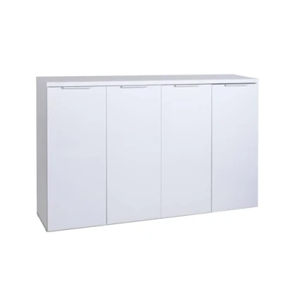 Immagine di Composad Mobile multiuso della Linea MUNDI con 4 Ante, Salvaspazio, Scarpiera, per Ingresso, Ripostiglio, Garage, (LxAxP) 159,8x102,3x35,1 cm, Bianco laccato, Made in Italy
