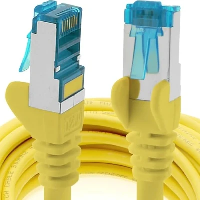 Immagine di 1aTTack.de 10m giallo 1 pezzo Rete Cavi Cat6a S FTP CAT 6a doppia schermatura certificato GHMT PIMF 500MHz 10000 Mbit/s