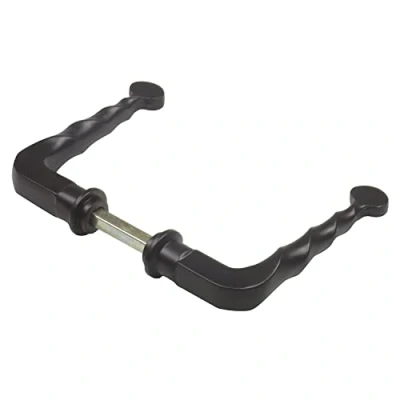 Immagine di Amig Set Di 2 maniglie decorative per ancelle, recinzioni o porte da giardino Mod.101SP Rosetta Ø19 mm Maniglia 114 Quadretto 8 Tipo ferro Zamak Finitura Nero