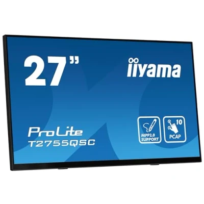 Immagine di Iiyama ProLite T2755QSC B1 Monitor touch screen ERP: D (A G) 68.6 cm (27 pollici) 2560 x 1440 Pixel 16:9 5 ms HDMI ™, DisplayPort, Audio Line out, USB 3.2